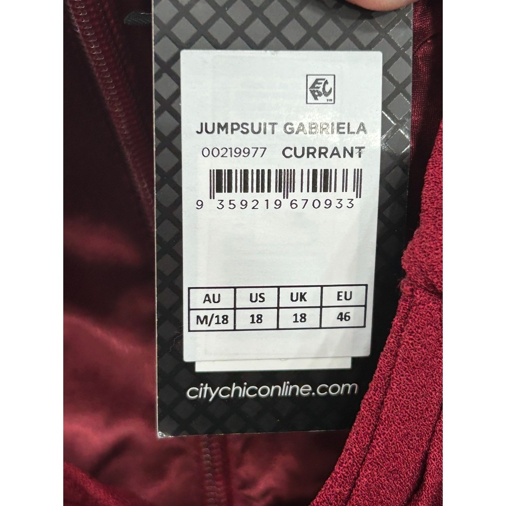NWT City Chic Gabriela Jumpsuit Womens 18 Burgundy Red Draped‎ Wide Leg Evening - Picture 9 of 11